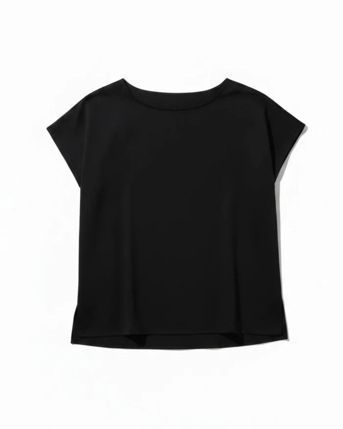 Bamboo Vegan Silk Poncho Top | Black