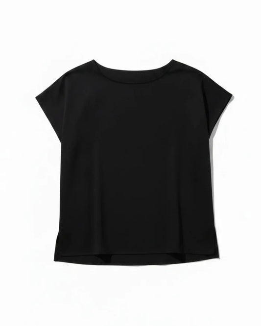 Bamboo Vegan Silk Poncho Top | Black