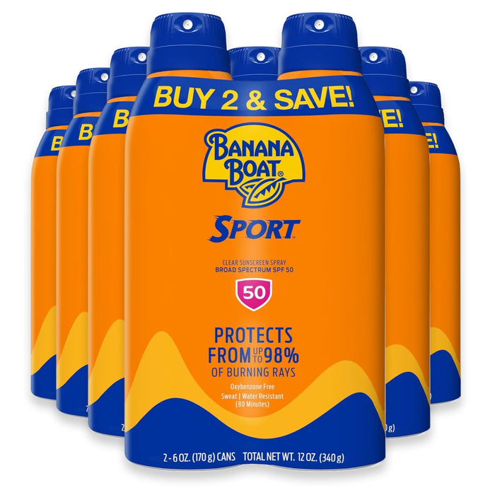 Banana Boat Sport Ultra SPF 50+ Spray 6 oz - 2 Ct - 6 Pack