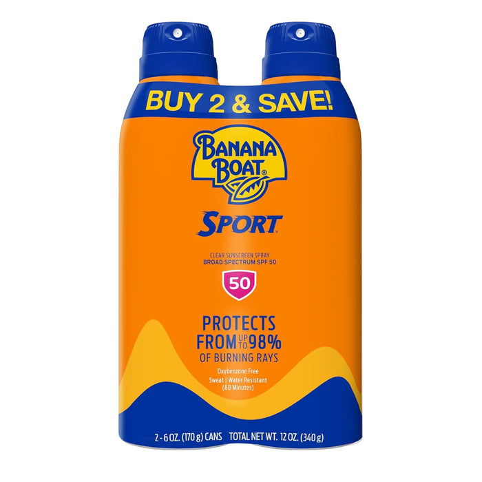 Banana Boat Sport Ultra SPF 50+ Spray 6 oz - 2 Ct - 6 Pack