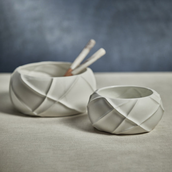 Belize Ridged Bowl - White - Bowls by Carlyle Avenue