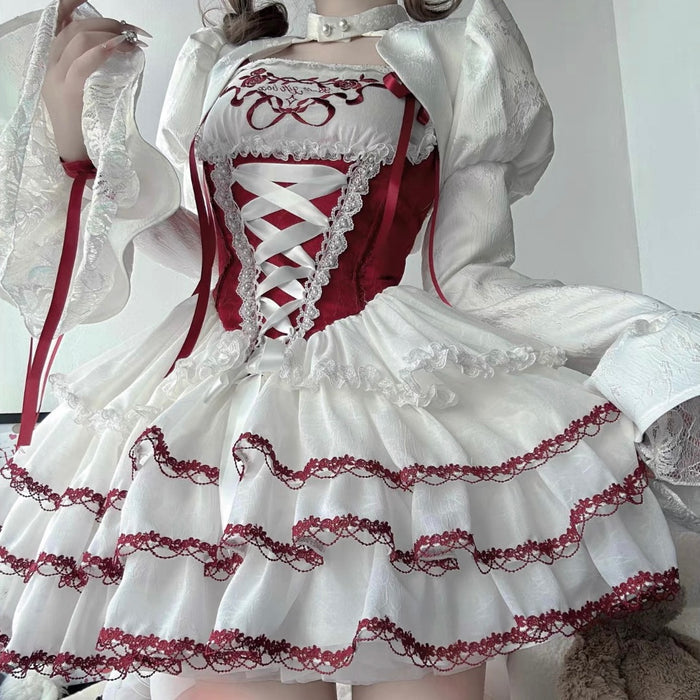 Red&White / Dress+Bolero / S