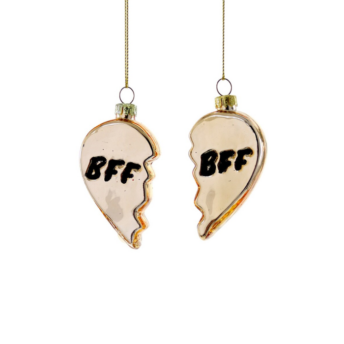 Bff Heart Ornament - Set of 2 - Gold - Holiday Ornaments by Carlyle Avenue