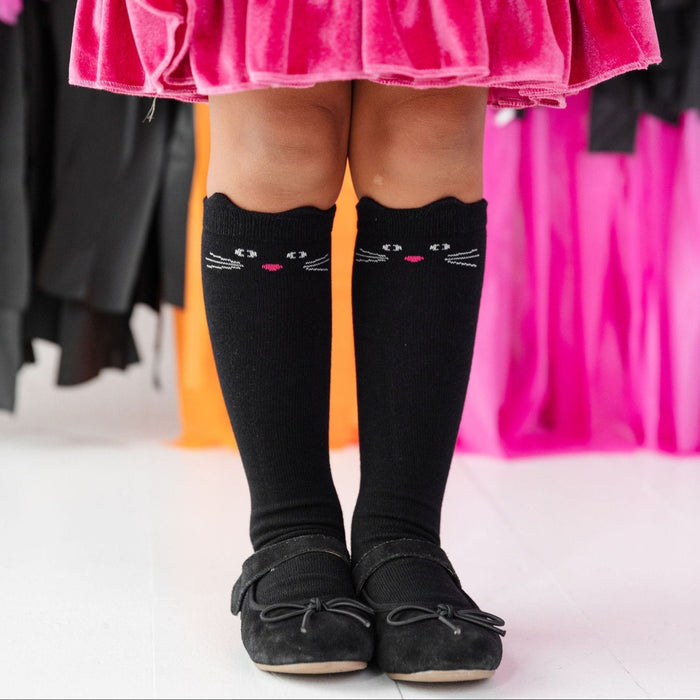 cat face knee high socks with ears for girls