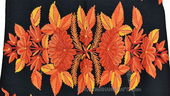 black rust floral kashmir shawl hand embroidered wrap - Kashmir Designs