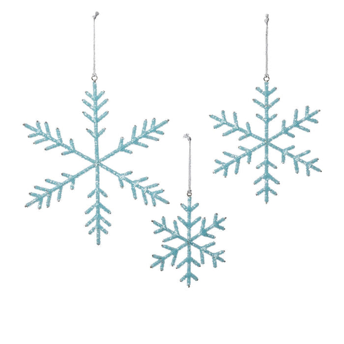 Blue Beaded Snowflake Ornament