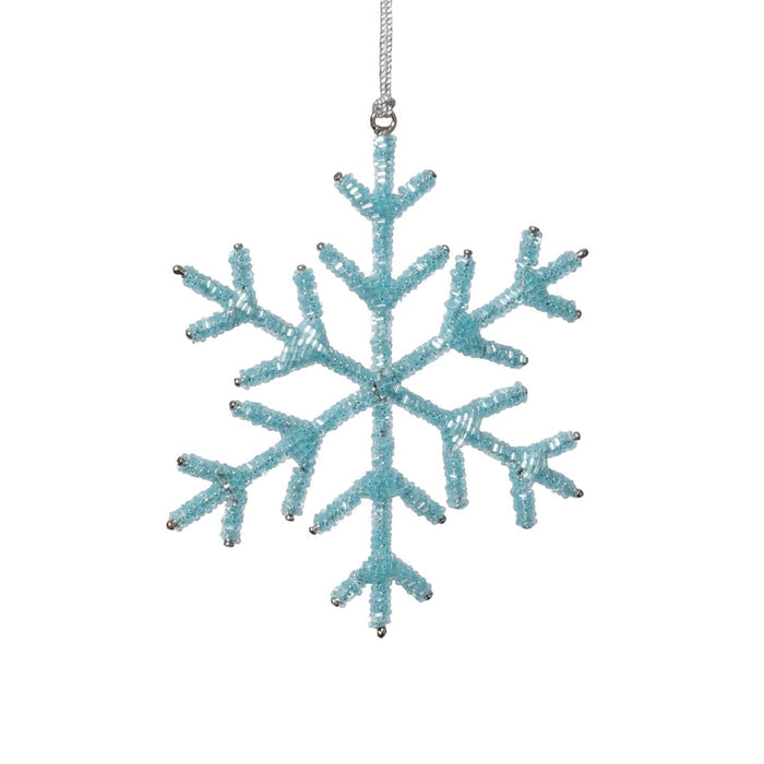 Blue Beaded Snowflake Ornament