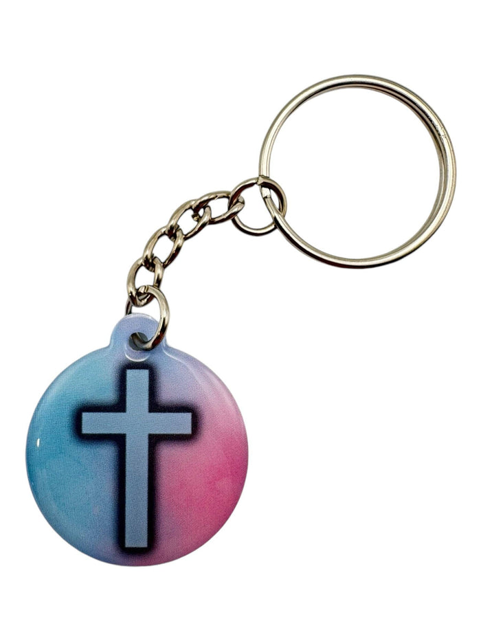 Blue Crystal + Cross  | Tap To Pray® Acrylic Keychain