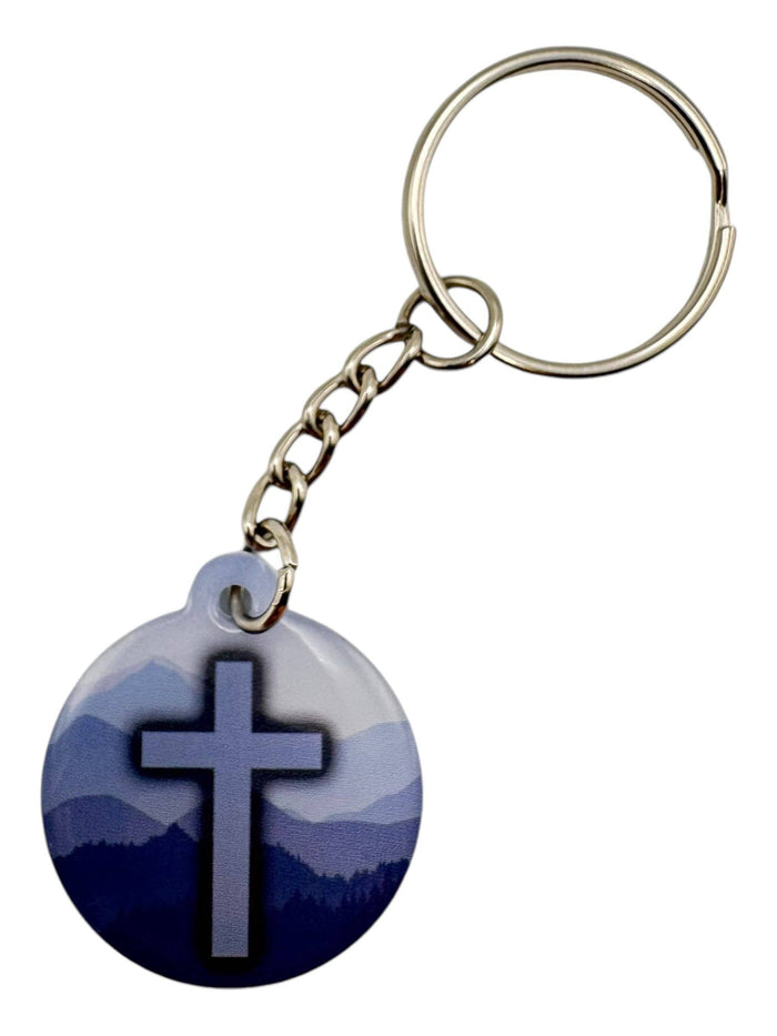 Blue Crystal + Cross  | Tap To Pray® Acrylic Keychain