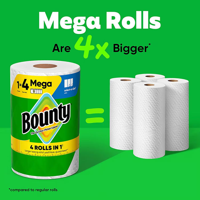 Bounty Select-A-Size 2-Ply Mega Roll Paper Towels, 12 Rolls, 164 Sheets per Roll