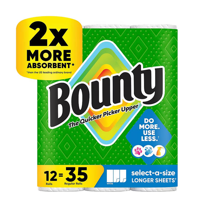 Bounty Select-A-Size 2-Ply Paper Towels, 12 Rolls, 121 Sheets per Roll