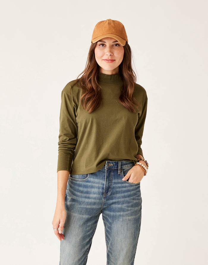 Bray Mockneck Top: Fir - FINAL SALE