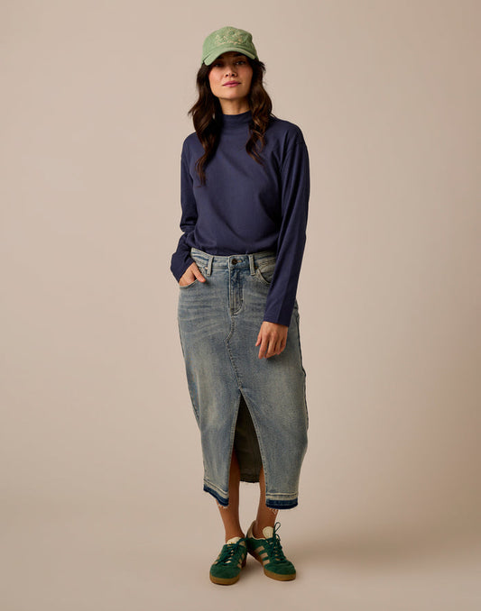 Bray Mockneck Top: Navy