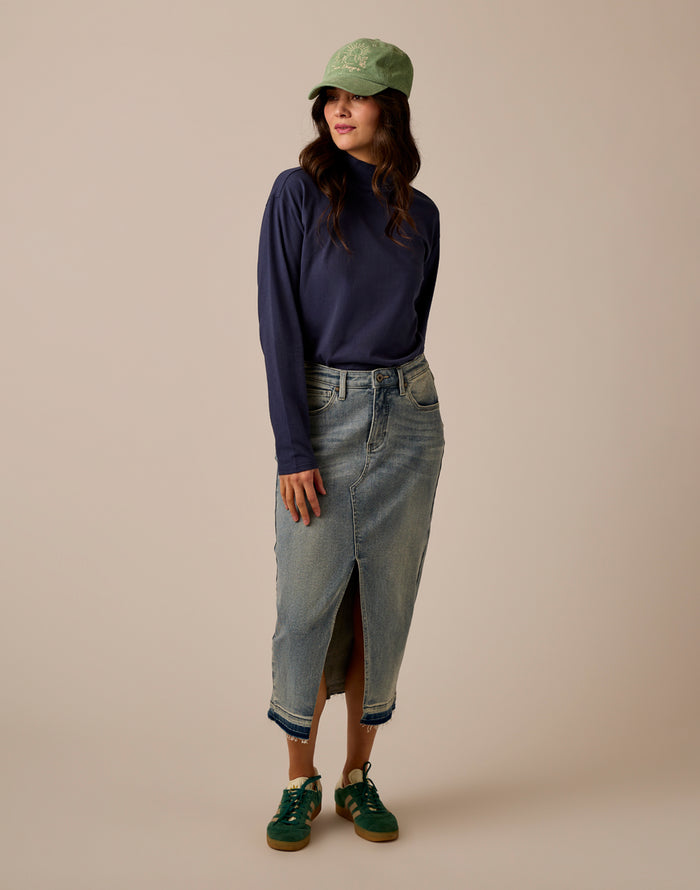 Bray Mockneck Top: Navy