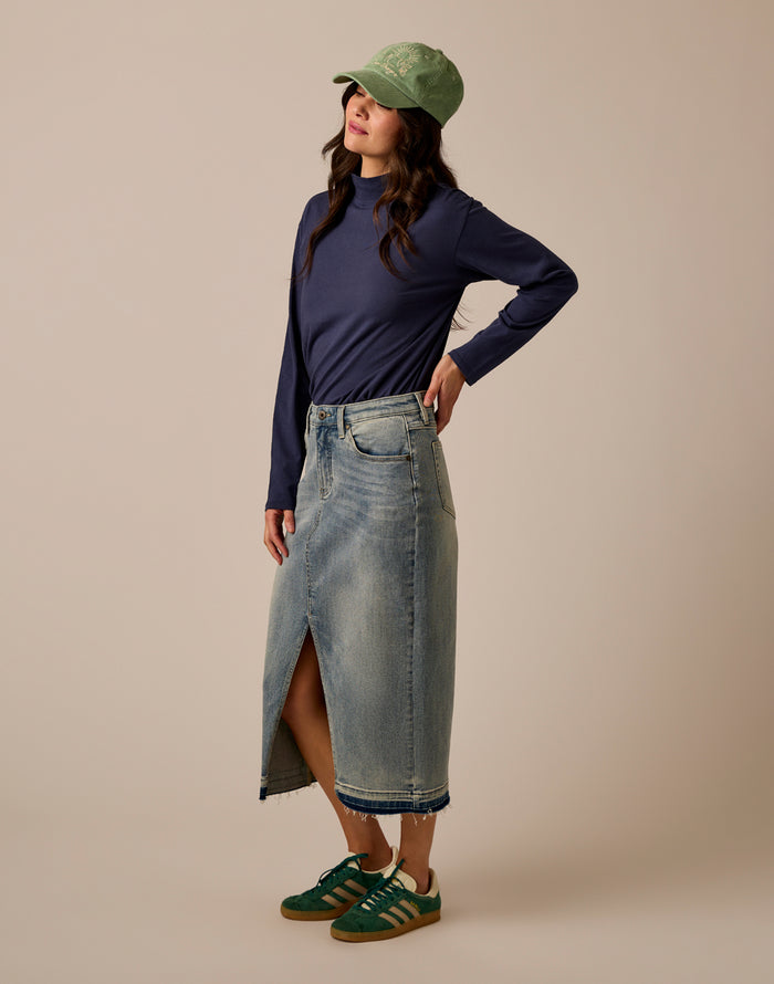 Bray Mockneck Top: Navy