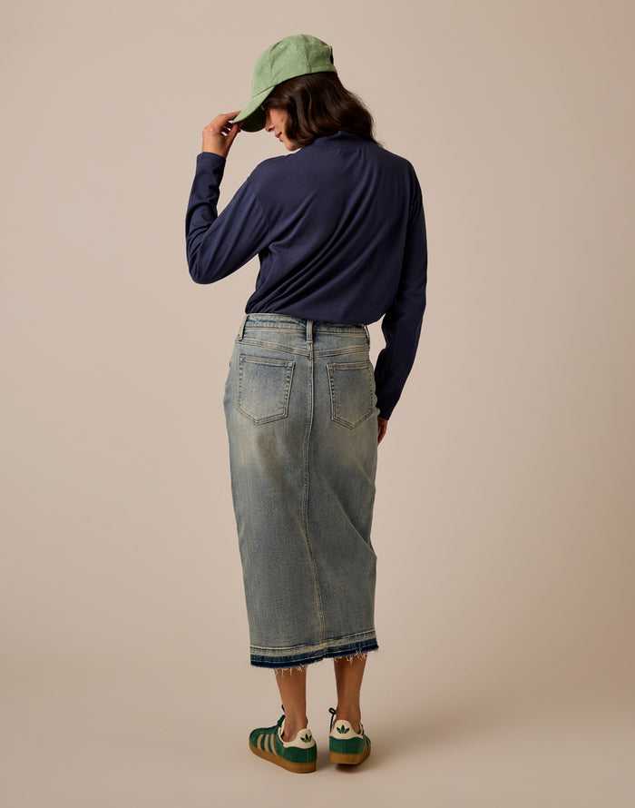 Bray Mockneck Top: Navy
