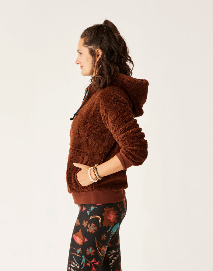 Brie Sherpa Hoodie: Chocolate - FINAL SALE