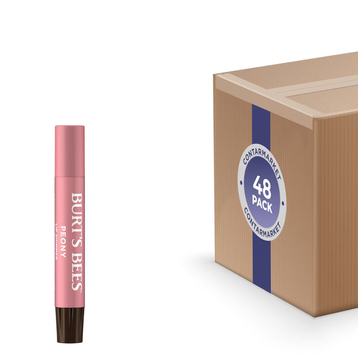 Burt's Bees Lip Shimmer Peony Rosy Pink Moisturizing Lip Color - 48 Pack