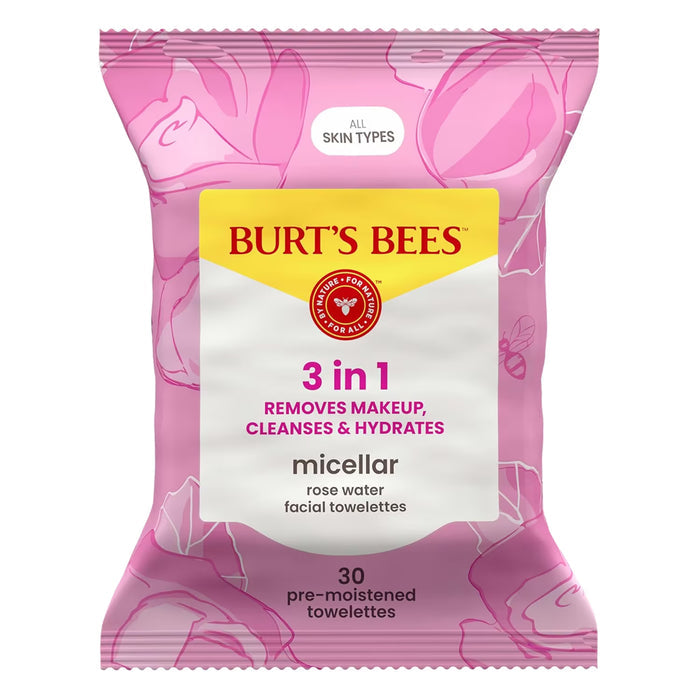 Burt's Bees Micellar Facial Cleansing Towelettes with Rose Water - 30 Ct - 12 Pack