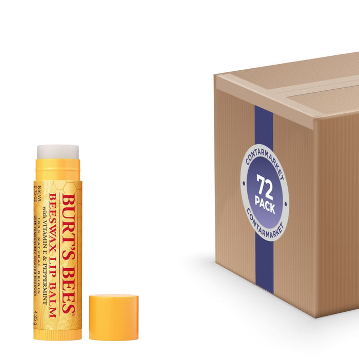 Burt's Bees Original Beeswax Moisturizing Lip Balm with Vitamin E & Peppermint 0.15 oz - 72 Pack