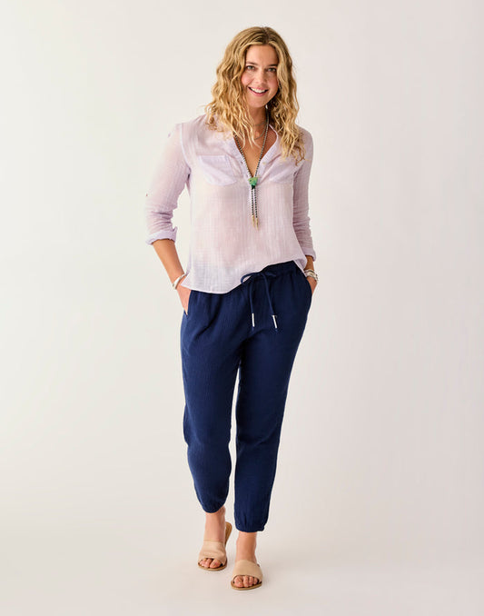 Calista Gauze Pant: Navy