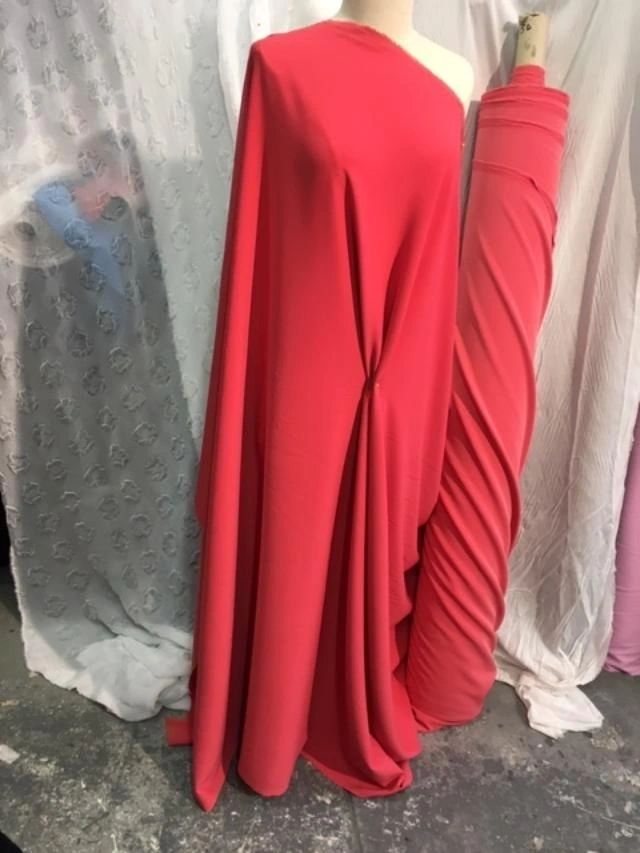 Calypso Coral Stretch Poly Crepe