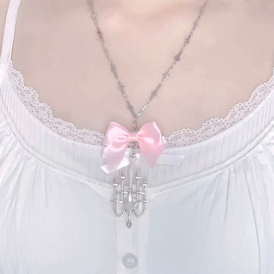 ♡ Candlestick Bow Necklace ♡