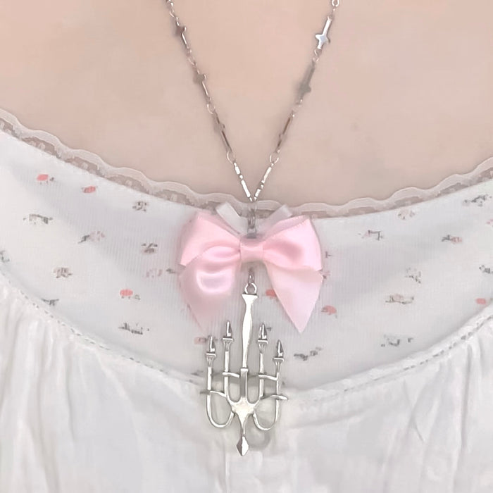 ♡ Candlestick Bow Necklace ♡