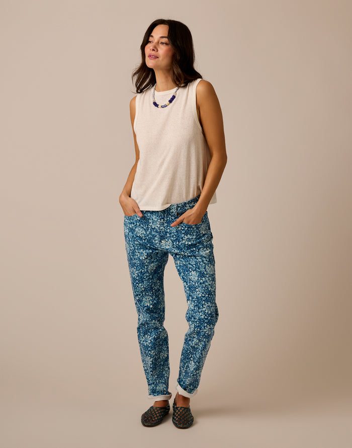 Carson Hi Rise Jean: Indigo Floral