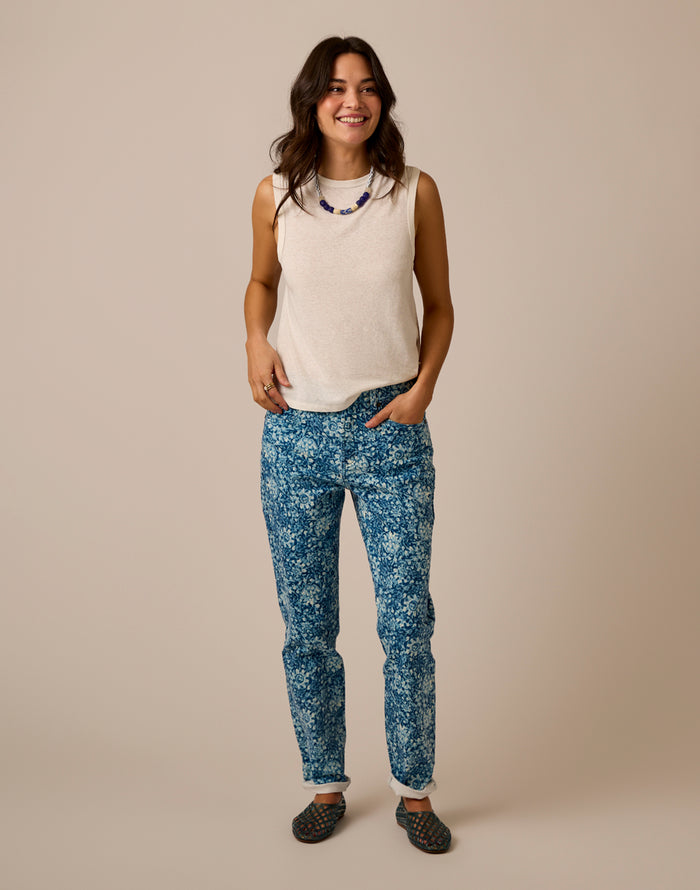Carson Hi Rise Jean: Indigo Floral