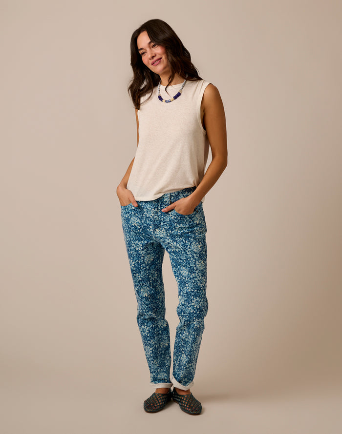 Carson Hi Rise Jean: Indigo Floral