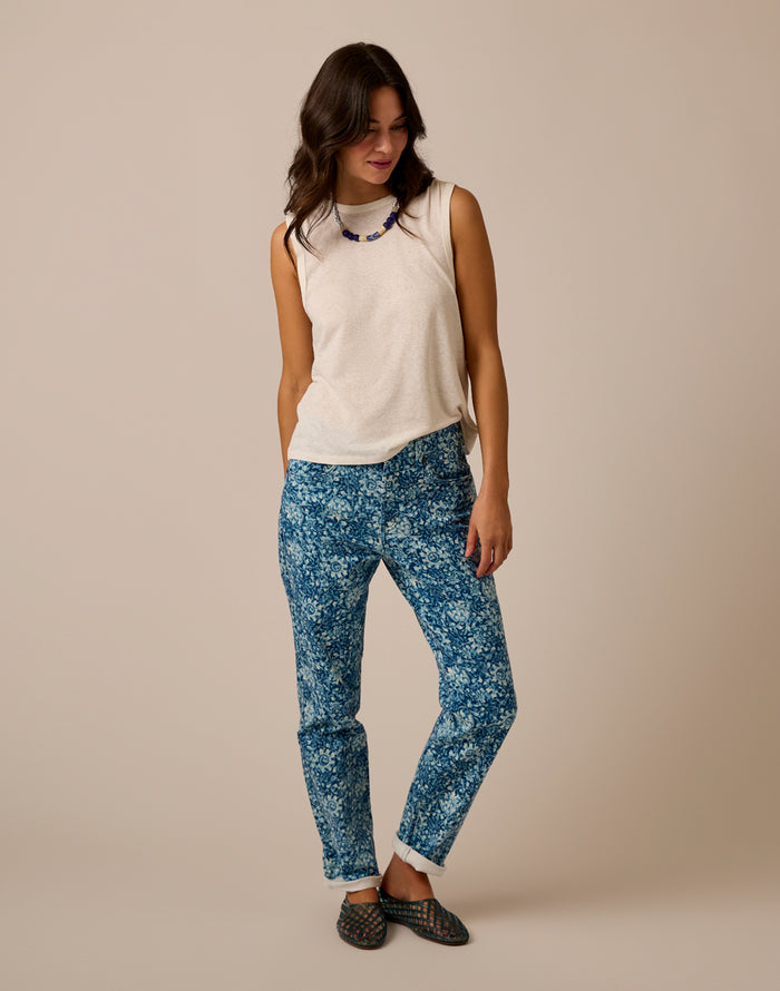 Carson Hi Rise Jean: Indigo Floral