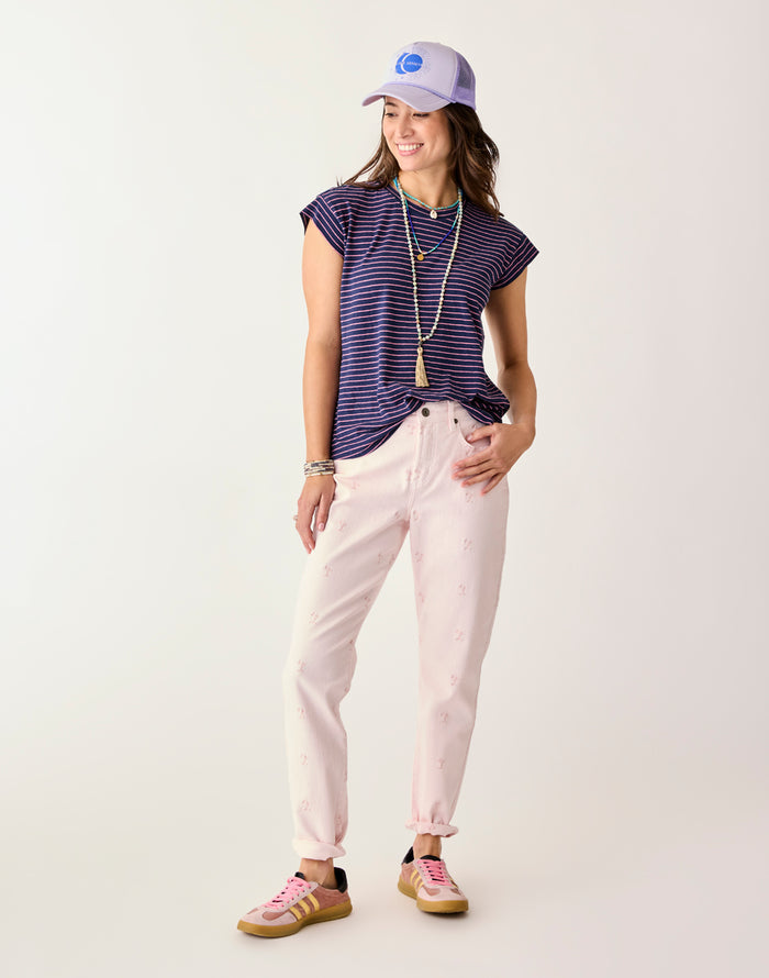 Carson Hi Rise Jean: Pastel Embroidery - FINAL SALE