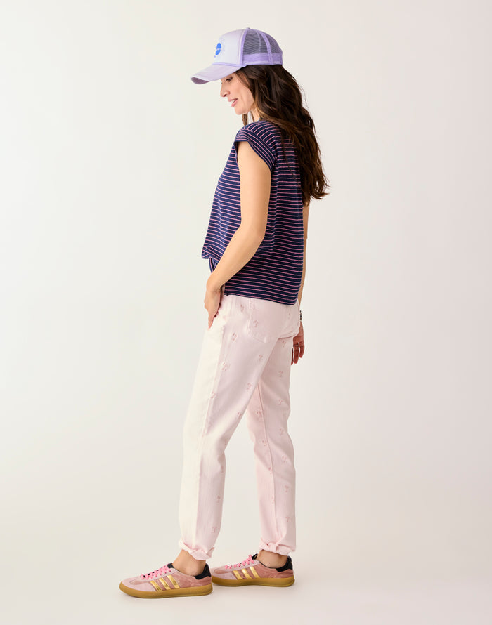 Carson Hi Rise Jean: Pastel Embroidery - FINAL SALE