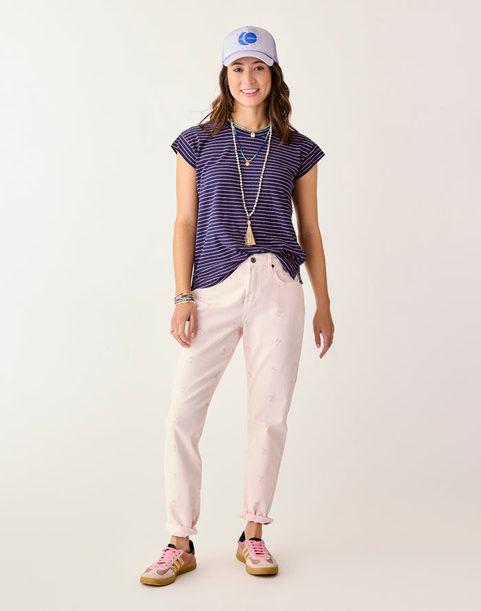 Carson Hi Rise Jean: Pastel Embroidery - FINAL SALE