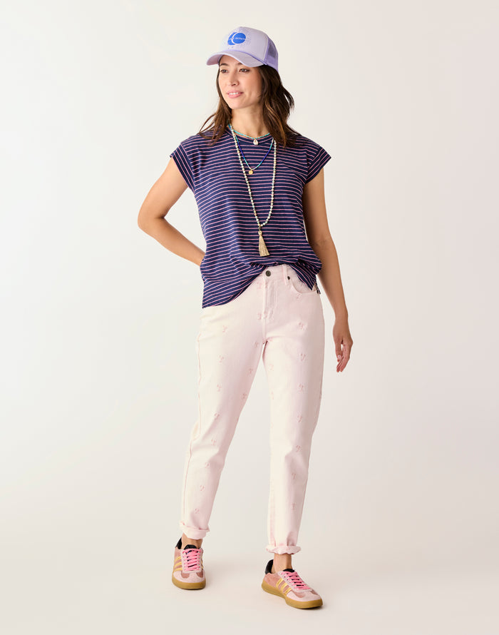 Carson Hi Rise Jean: Pastel Embroidery - FINAL SALE