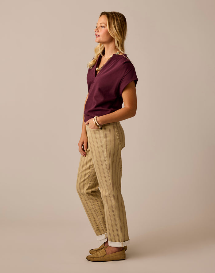 Carson Jean: Rose Taupe Stripe