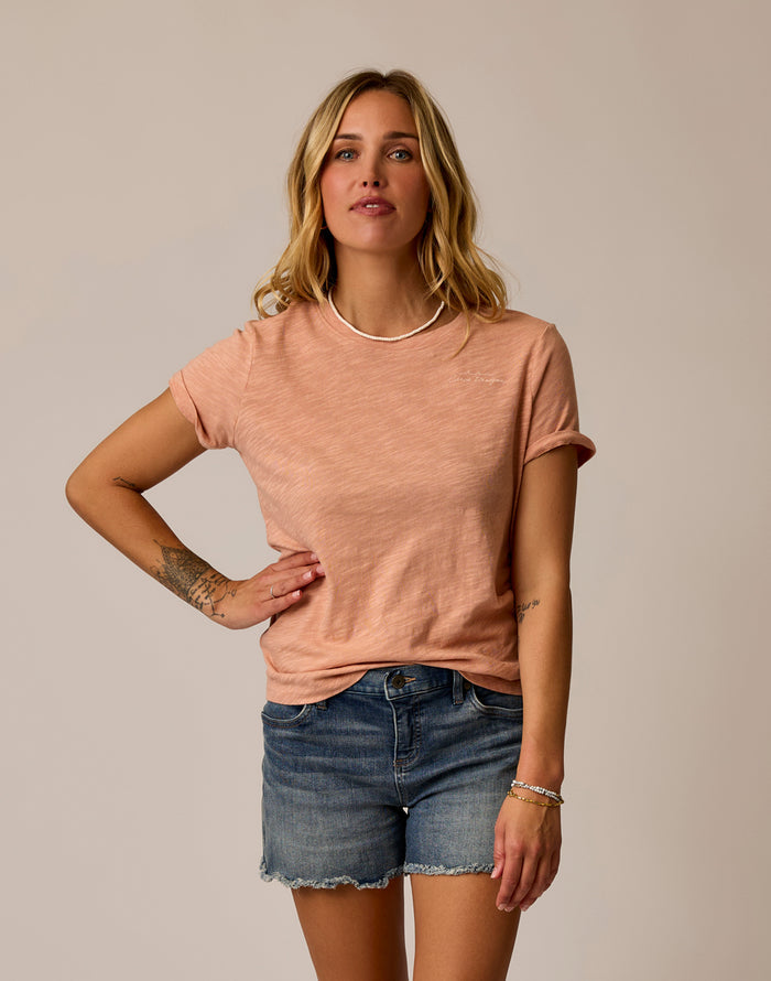 Cassidy Graphic Tee: Crema Waves