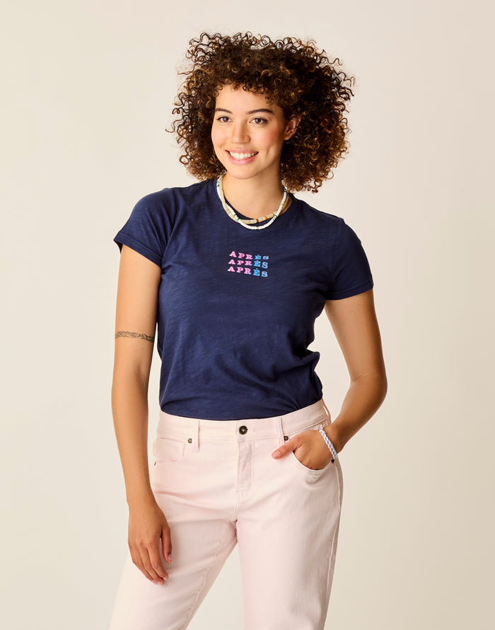 Cassidy Graphic Tee: Navy Apres - FINAL SALE