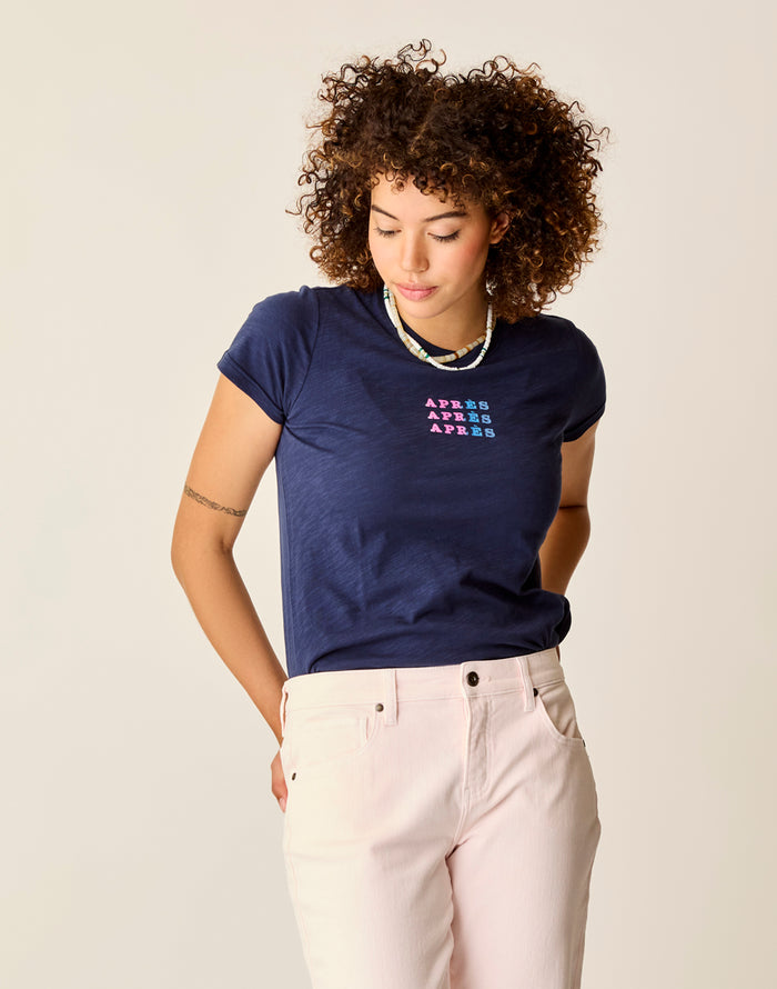 Cassidy Graphic Tee: Navy Apres - FINAL SALE