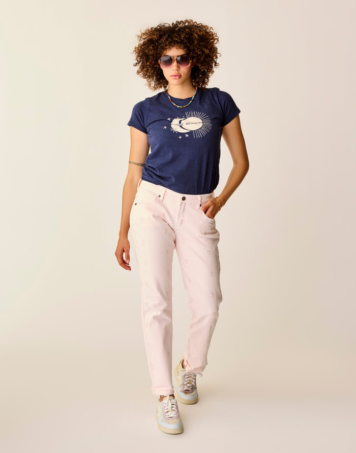 Cassidy Graphic Tee: Navy Celestial - FINAL SALE