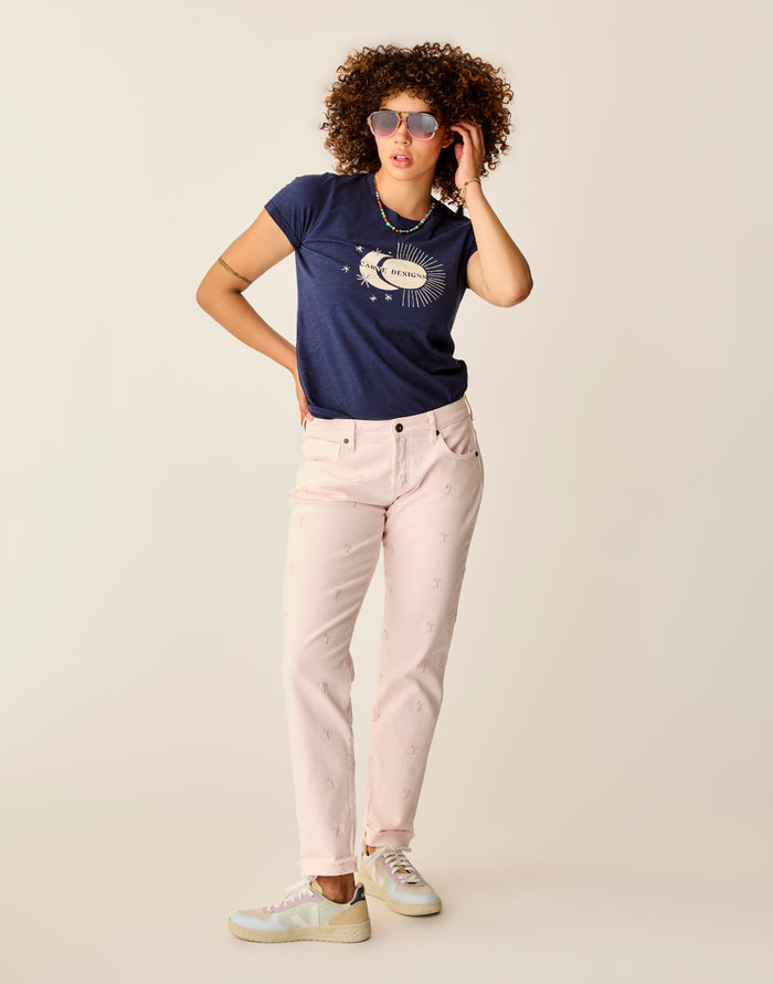 Cassidy Graphic Tee: Navy Celestial - FINAL SALE