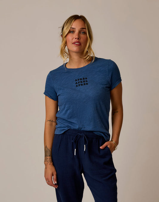 Cassidy Graphic Tee: Vintage Blue Apres