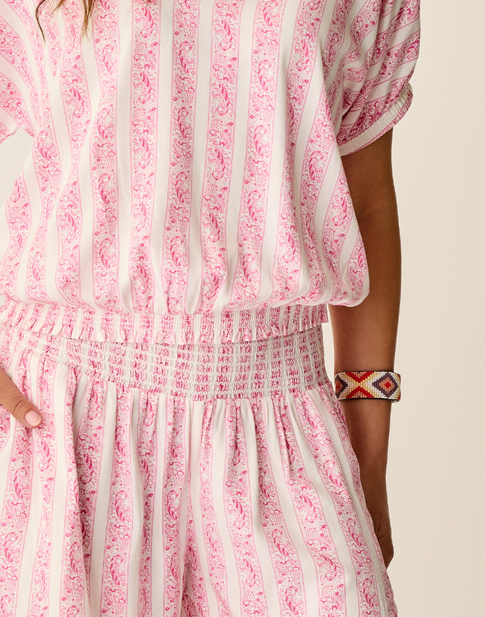 Celeste Top: Pink Paisley - FINAL SALE