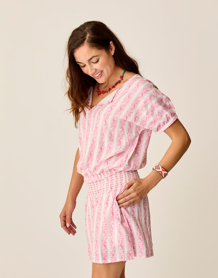 Celeste Top: Pink Paisley - FINAL SALE
