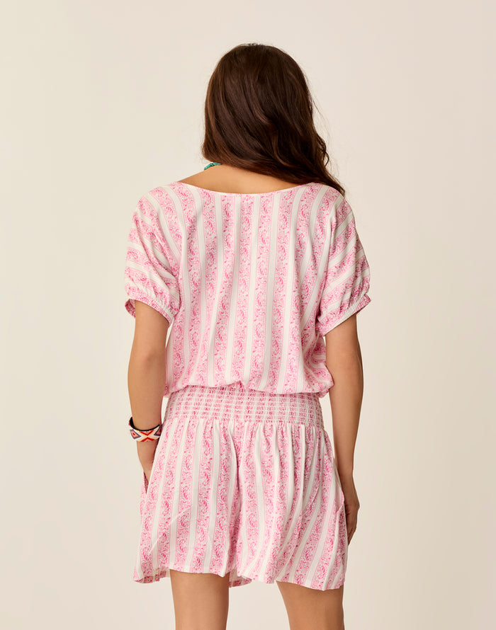 Celeste Top: Pink Paisley - FINAL SALE