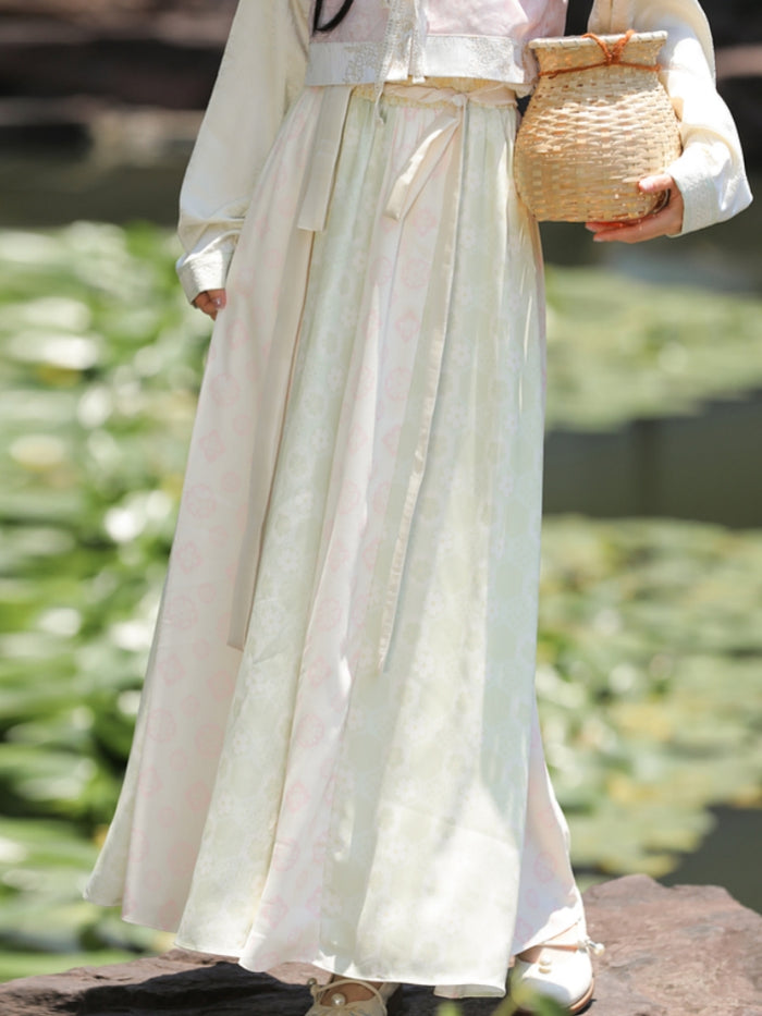 Chinese Hanfu-Inspired Printed Skirt Pants