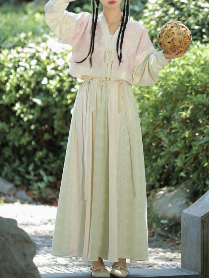Chinese Hanfu-Inspired Printed Skirt Pants