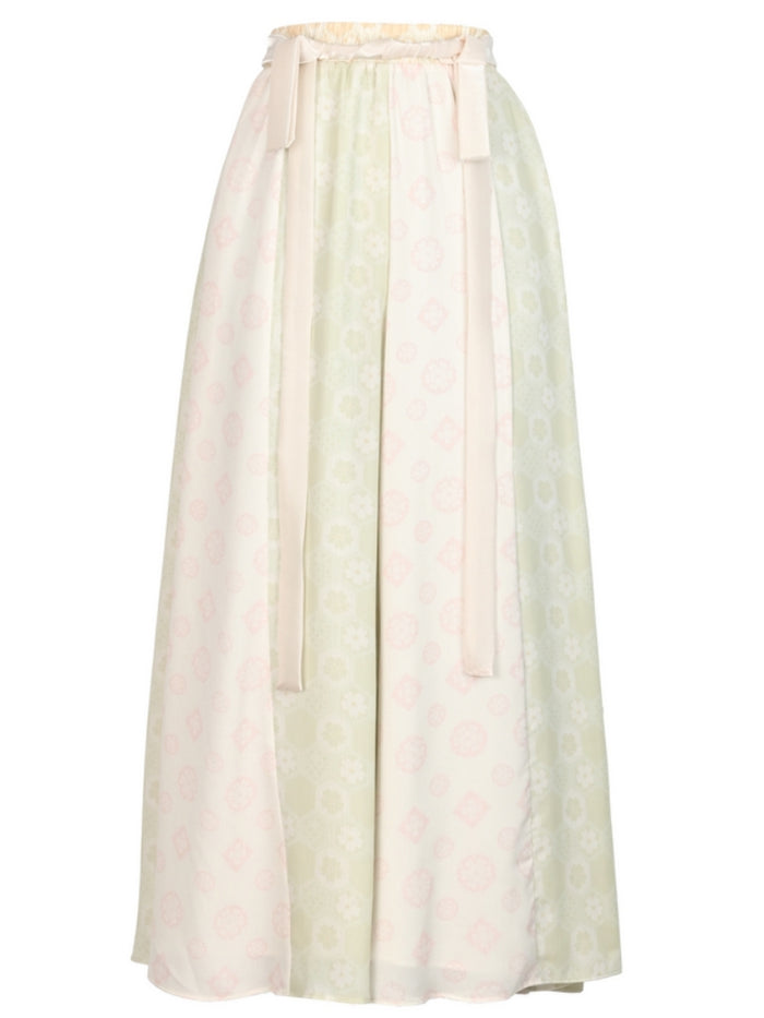 Chinese Hanfu-Inspired Printed Skirt Pants