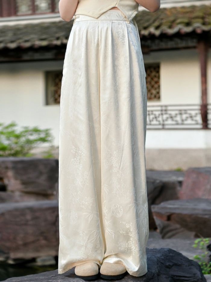 Chinese Style Jacquard Pattern Casual Pants